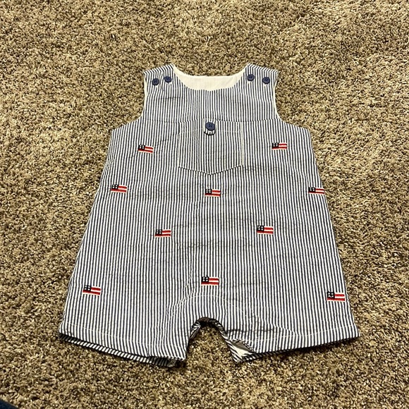 Baby Good lad Patriotic American Flag Seersucker Romper. 12 months. - Picture 1 of 4